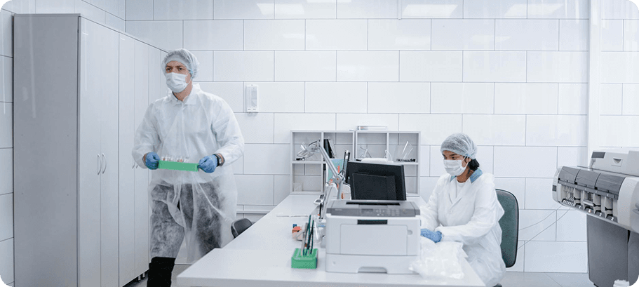 Laboratory professionals working